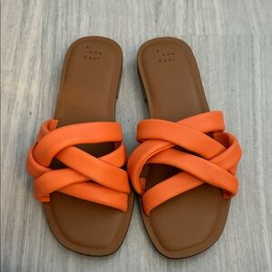 A New Day Women's Bright Orange Crisscross Sandals